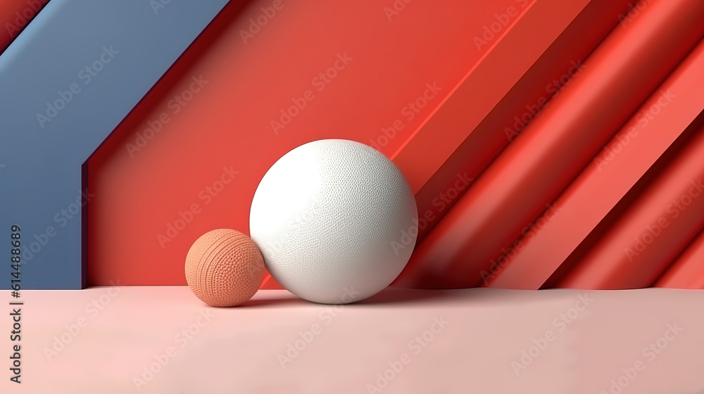 Aufkleber soft ball and abstract geometric background, 3d rendering. generative ai