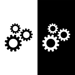 black and white gear icon