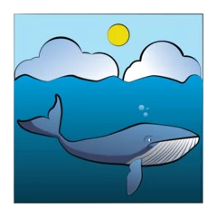 Fotobehang Whale in blue ocean under sun vector © Ahmad