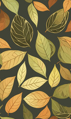 seamless pattern with leaves created with generative AI