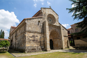 Fototapeta na wymiar Church of the monastery of Paço de Sousa (13th century). Transition between the Romanesque and Gothic styles. Penafiel, Porto, Portugal.