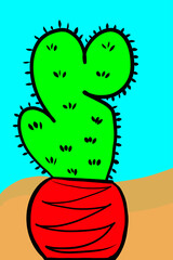 Illustrierte Kakteen in fröhlichen Farben.