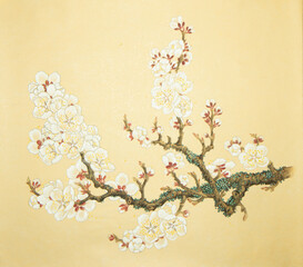 blossoming branch of apple tree - 614490445