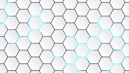 Hexagonal abstract technology background. electric glow hexagonal background. vector illustration.