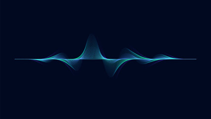 abstract blue digital equalizer. Dynamic wave of glowing points. abstract wave colorful isolated on dark background. Digital future technology concept. vector illustration.