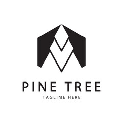 Obraz premium simple pine or fir tree logo,evergreen.for pine forest,adventurers,camping,nature,badges and business.vector