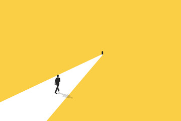 Businessman follow a path for business opportunities. visionary leadership different business routes. Symbol of ambition, motivation and long road ahead © Aan