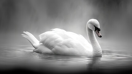 A tight frame capturing the elegance of a white swan, its graceful neck.