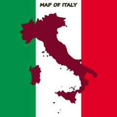 vector map of Italy  with flag background