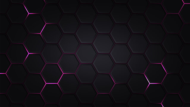 Hexagonal abstract technology background. electric glow hexagonal background. vector illustration.