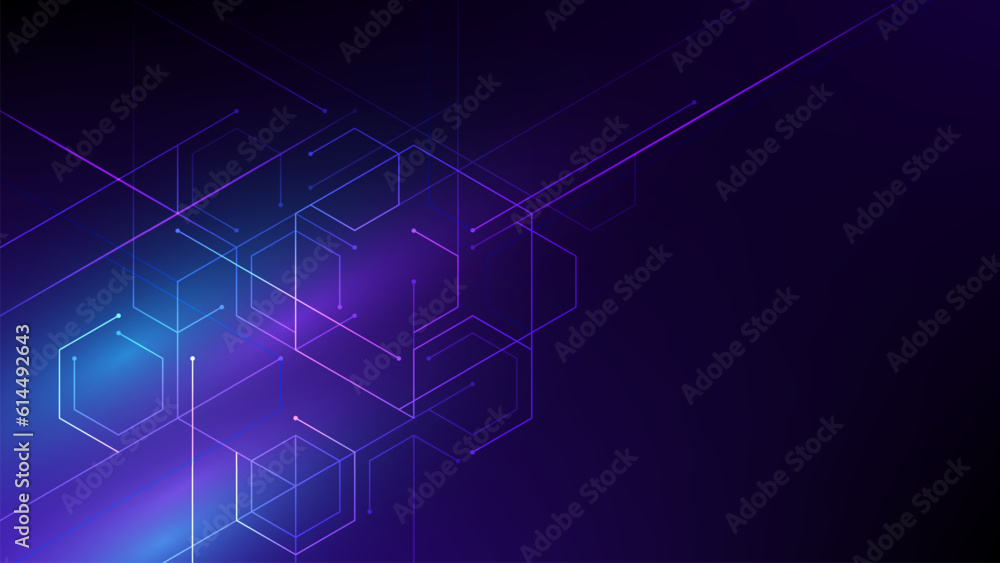 Wall mural abstract background consisting of set of hexagonal cells. modern innovation communication technology