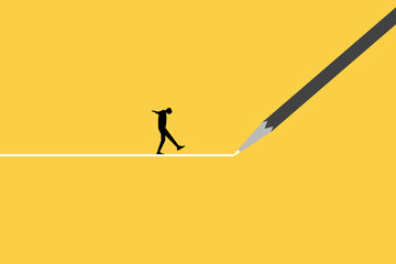 Businessman walking follow the path. concept of strategy, mission, success, thinking