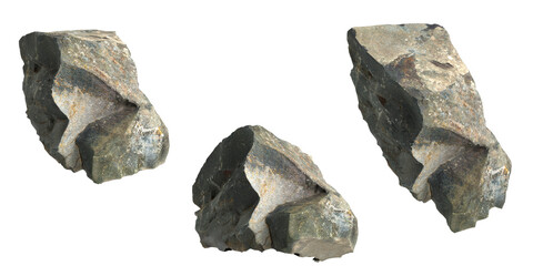 3d illustration of single rocks isolated on transparent background