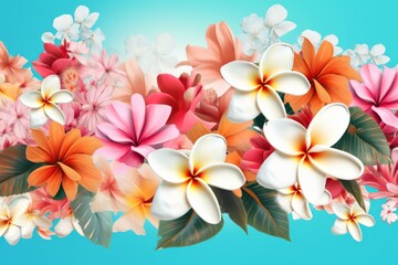 Obraz premium Vibrant frangipani flower art created with Generative AI technology