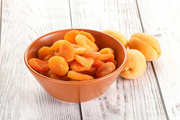 Dried apricot heap in the bowl