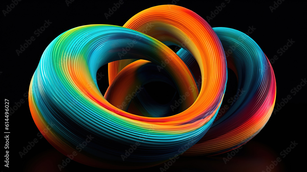 Poster torus abstract forms, bright color. generative ai