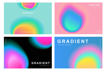 Set of creative covers or posters concept in modern minimal style for corporate identity, branding, social media advertising, promo. Minimalist cover design template with dynamic fluid gradient.