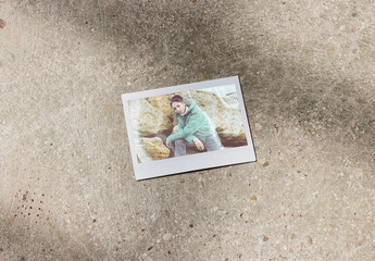 Mockup of customizable instant camera photo print available with different effects