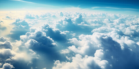 Beautiful cloudscape. Above the clouds fantasy illustration.