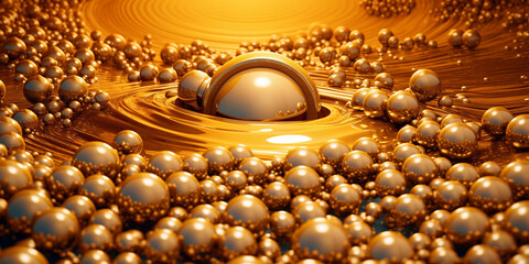 Schöne moderne goldene Kugeln als Hintergrund für Druck und Internet Design Vorlage, ai generativ