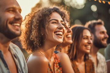 Obraz premium A group of friends enjoying being together, laughing and having fun