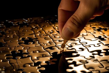 A close - up photo symbolizing the global financial crisis. The image focuses on a hand reaching out towards a puzzle with missing pieces. Generative AI