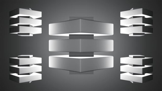 Broadcast Floating Spinning Blinking Hi-Tech Illuminated Compressed Cubes, Grayscale, Technology, 3D, Loopable, 4K