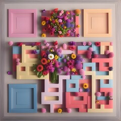 Frames and Flowers: The Art of a Well Organized Frame/Bookshelf [Created with Generative AI Technology]