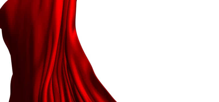 Red ribbon silk cloth fly cloth floating fabric background, 3d rendering