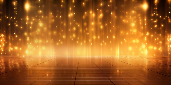 Sch&ouml;ne goldene Lichter bukeh als Hintergrund f&uuml;r Druck und Internet Design Vorlage, ai generativ