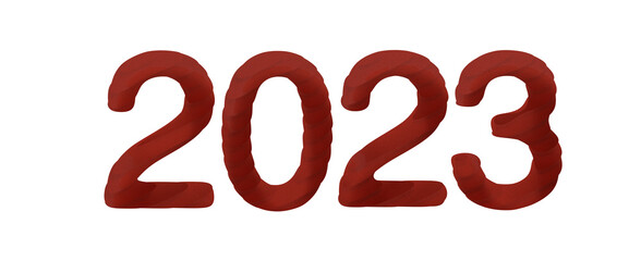 Year as Number - year 2023. 3D illustration numbers isolated white background