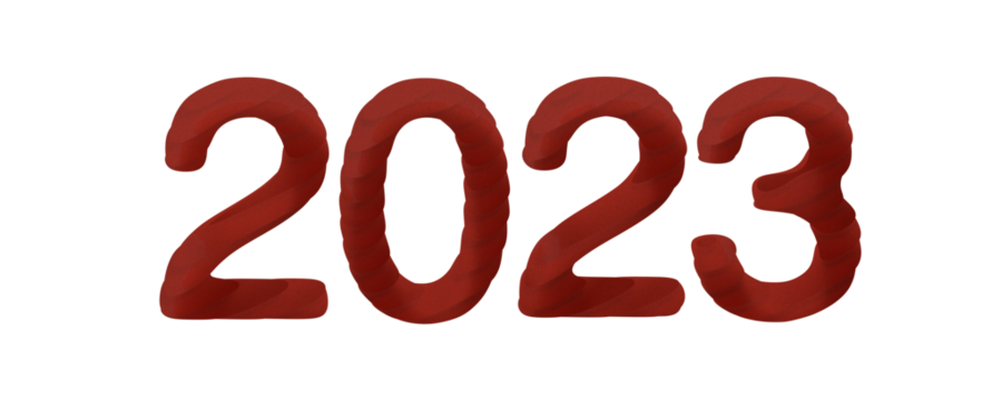 Year as Number - year 2023. 3D illustration numbers isolated white background
