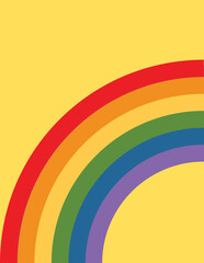 cheerful rainbow across bright yellow background