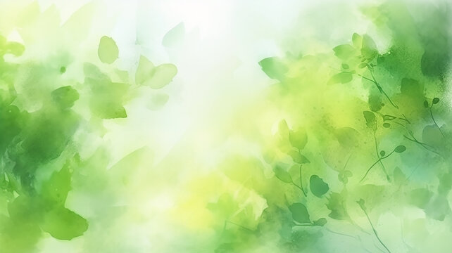 green watercolor foliage abstract background.  Generative AI. spring eco nature