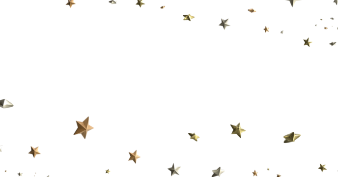 Twinkling Christmas Descent: Striking 3D Illustration Showcasing Falling Festive Twinkling Stars