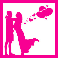 Plakat silhouette of a couple valentine love