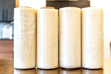 White plastic wrap used for shipping to customers