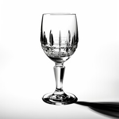 Empty wine or champagne glass cup, Crystal, on white background.