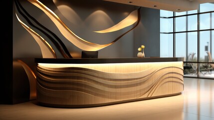 Front view reception desk office or hotel.