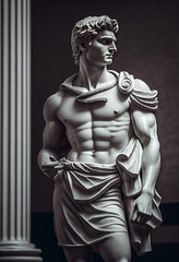 Obraz premium Antique sculpture, statue, dressed in modern casual casual clothes. AI generated.