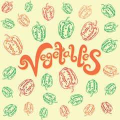 Pepper is one of the healthy vegetables for the body, vitamins, healthy, background, vector, pattern  