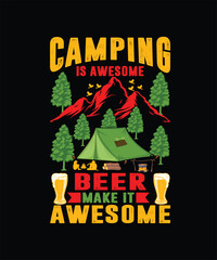 Adventure camping t-shirt design, retro vintage camping design,