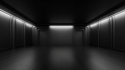 Fototapeta premium empty black room apartment space. Generative AI