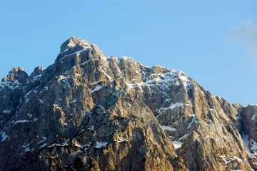 Amazing spring landscape of Skrlatica Peak (2740m)  in the Julian Alps, Triglav National Park,...