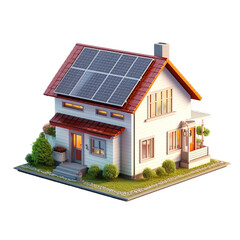 Home power supply scheme with battery energy storage system on modern photovoltaic solar panels at home and rechargeable lithium-ion backup.