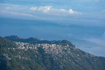 Houses on mountain view from far