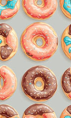 Seamless donuts pattern created with generative AI