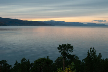 Beautiful sunset over Altafjorden by Alta, Finnmark, Norway
