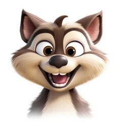 Cartoon coon mascot smiley face on white background