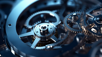 background of the gear mechanism inside the watch. Generative AI - obrazy, fototapety, plakaty